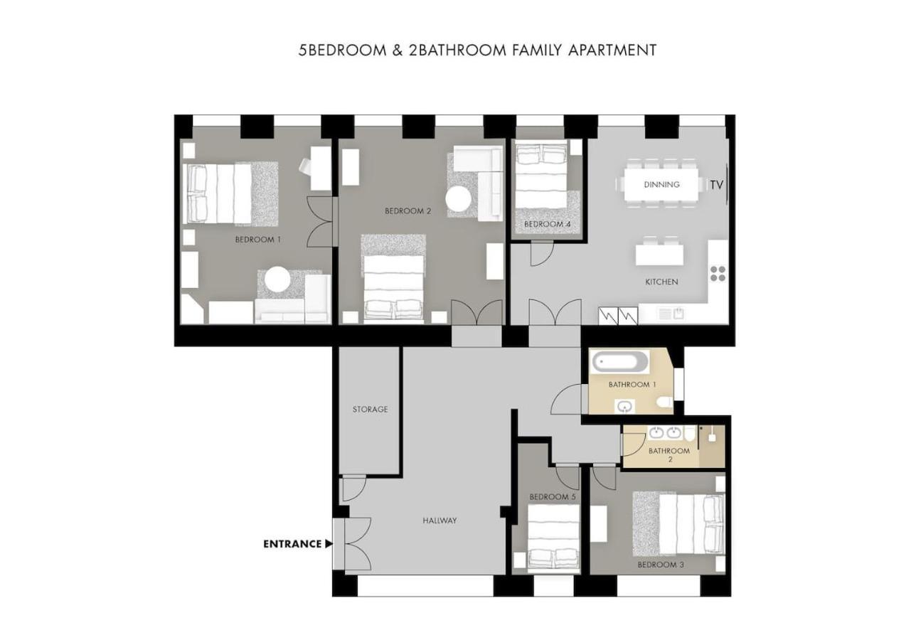 5Br 2Bath Family Apt 5Mins To Wenceslas Square Prague Luaran gambar